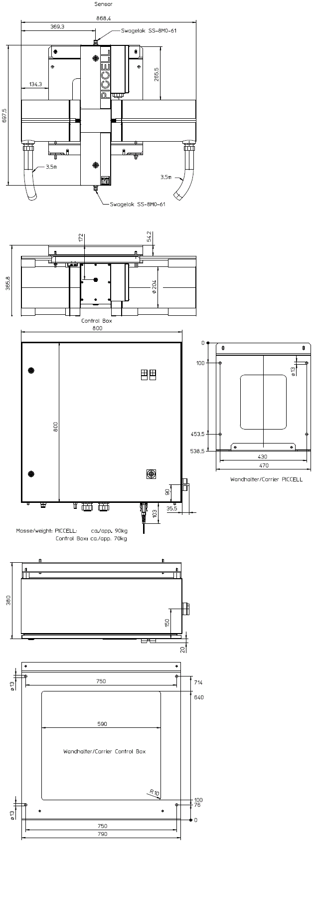 PICCELL Dimensions